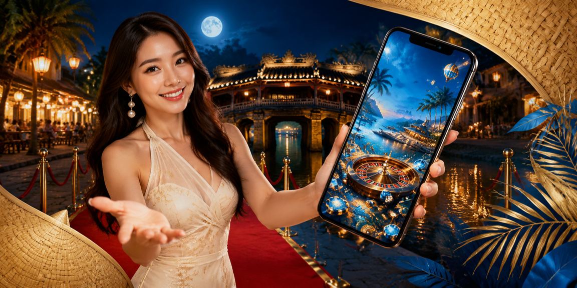 Người dùng thực hiện giao dịch casino trên điện thoại tại Hội An